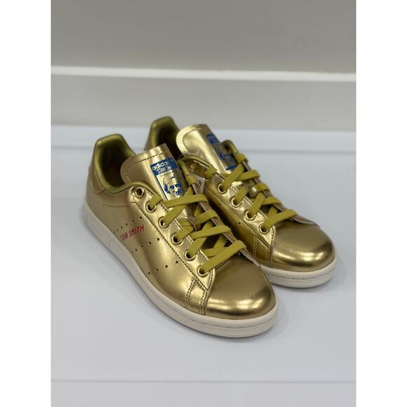 Adidas Originals Stan Smith Kids Size 3.5 Gold Metallic Athletic Shoes Sneakers - Picture 5 of 12